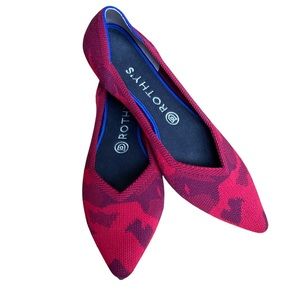 Rothy’s Red Camo The Point Flat Shoes Retired SIZE 8.5